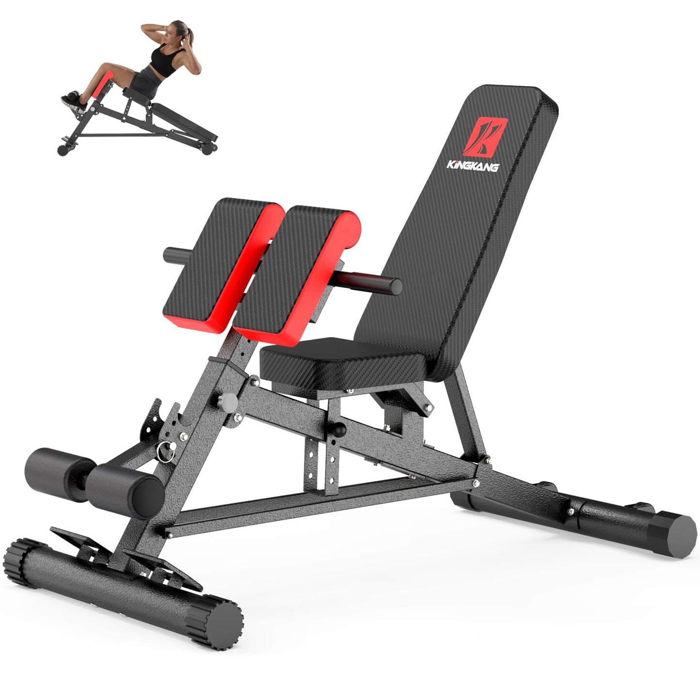K KiNGKANG Adjustable Weight Bench,Multi-Functional Roman Chair for Full All-in-One Body Workout Hyper Back Extension and Sit up