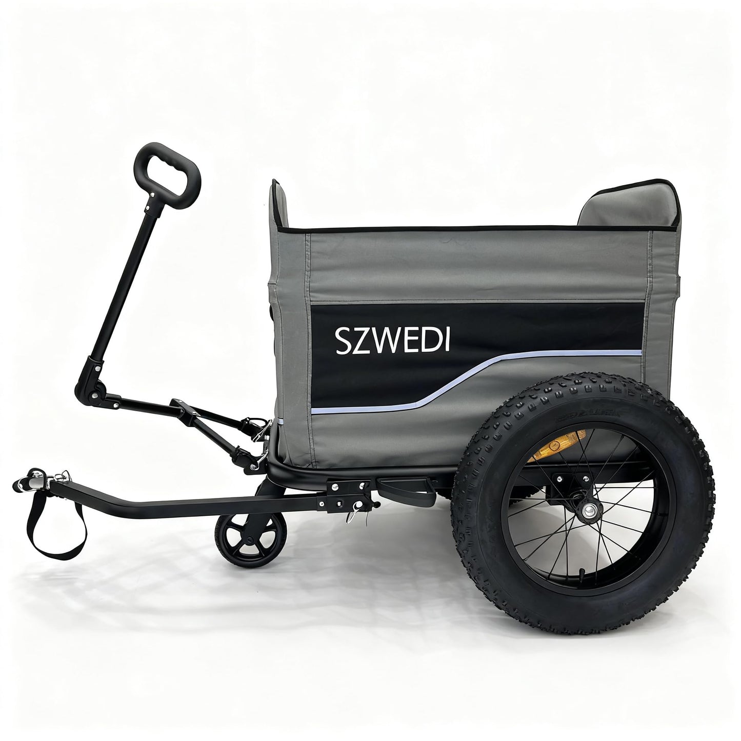 SZWEDI Bike Cargo Trailer&Hand Wagon,100 lbs Load Capacity, Heavy-Duty Bicycle Wagon Cart, Foldable Compact Storage & Quick Release with Universal Hitch, 16" Wheels