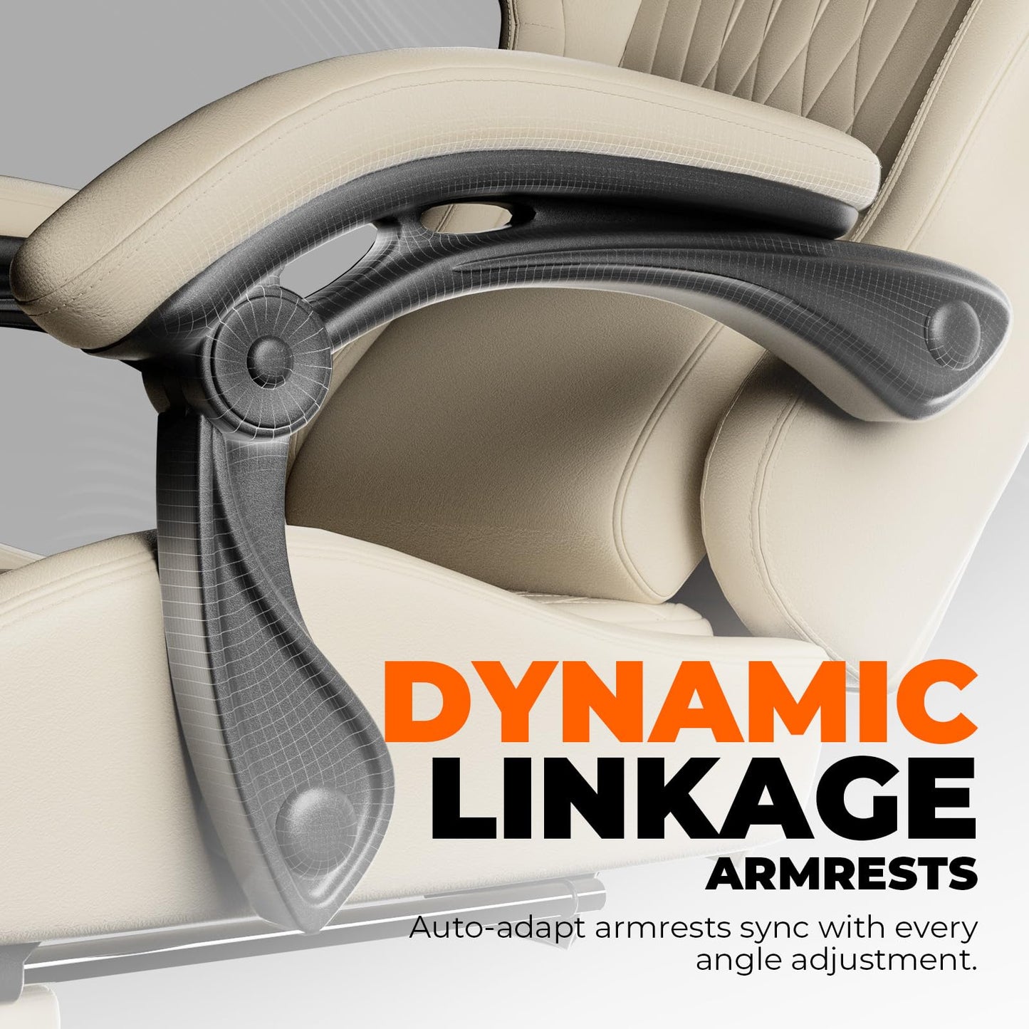 GTPLAYER ACE-PRO Music Gaming Chairs – Built-in Speakers, App Support & Bluetooth Control, Computer Game Chairs with Footrest for Adults, Ergonomic Reclining Silla, Linkage Armrest, Cream