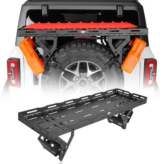 Hooke Road Spare Tire Cargo Basket Storage Rack for 30" to 40" Tire, Fit for 1976-2026 Jeep Wrangler JK JL TJ YJ CJ, Ford Bronco, RV & SUV Camping Trip Gear Mount
