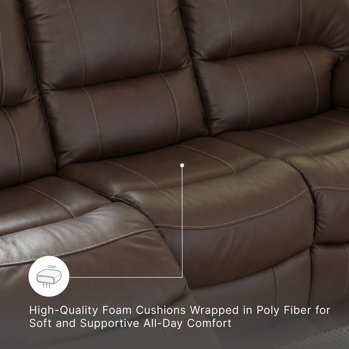 Signature Design by Ashley Leesworth Power Reclining Sofa, Leather and Faux Leather One-Touch Power Recliner Couch with USB, Zero Wall Design, 88" Width Living Room Seating