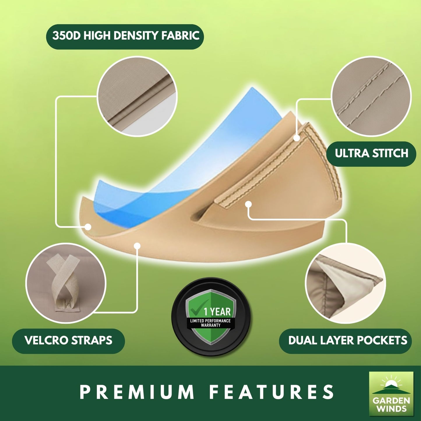 Garden Winds Durable 350 Replacement Canopy Top Compatible with Newport 11’ x 13’ Gazebo Models L-GZ660PST and A111011600 - Beige