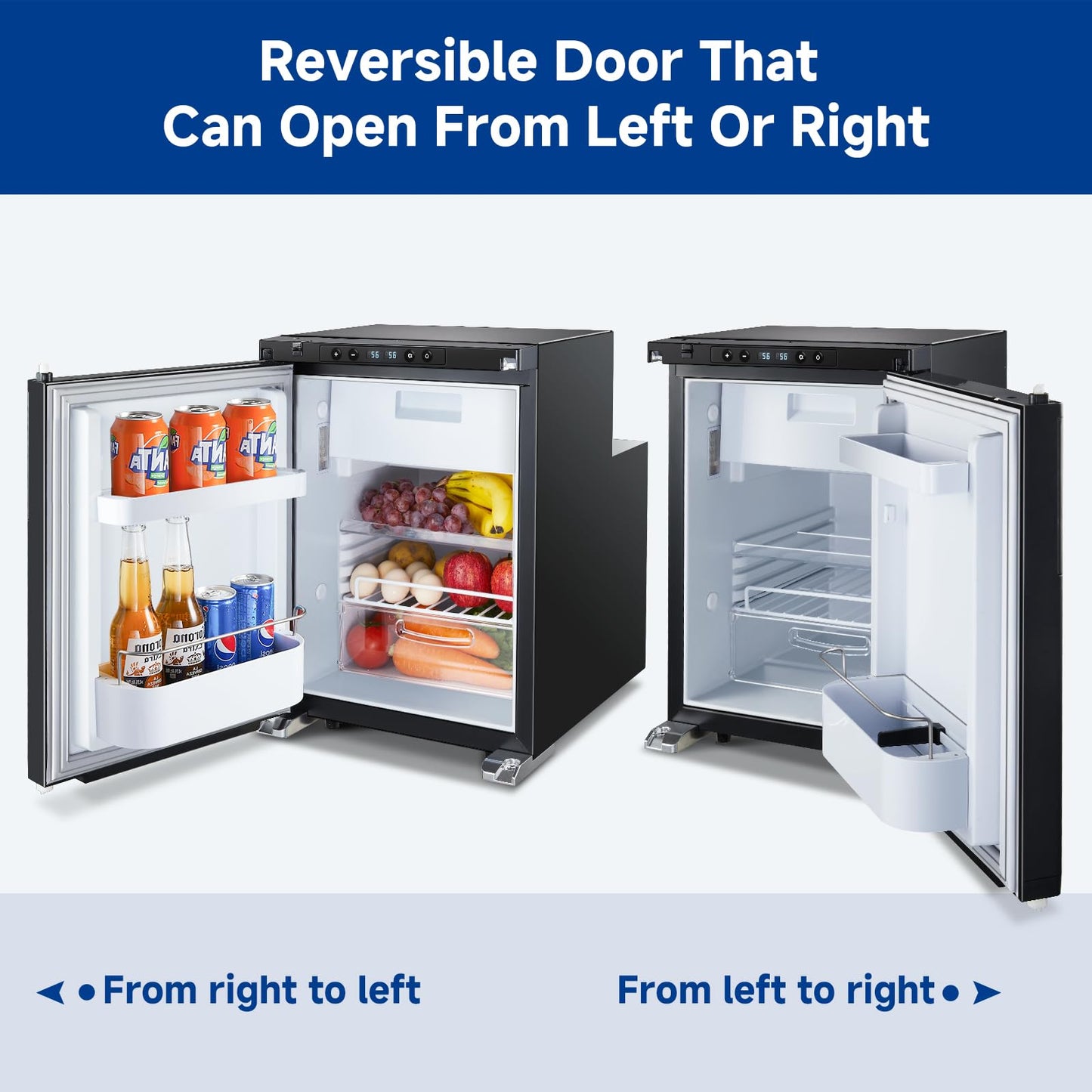 BODEGACOOLER Upgraded 12-Volt Refrigerator, 45L(1.6cu.ft) RV Fridge and Freezer with APP Control & Lock, Portable Electric Cooler -4℉ to 46℉, 12/24V DC for Truck, RV, Camping, Travel