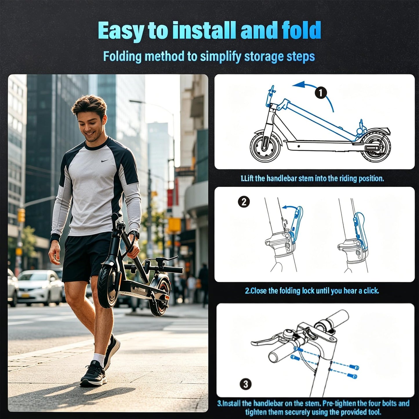 Electric Scooter for Adults and Teens, App Control, 500W Motor, 18 MPH, 21 Miles Range, Dual Brake Foldable Commuter Scooter, for Christmas