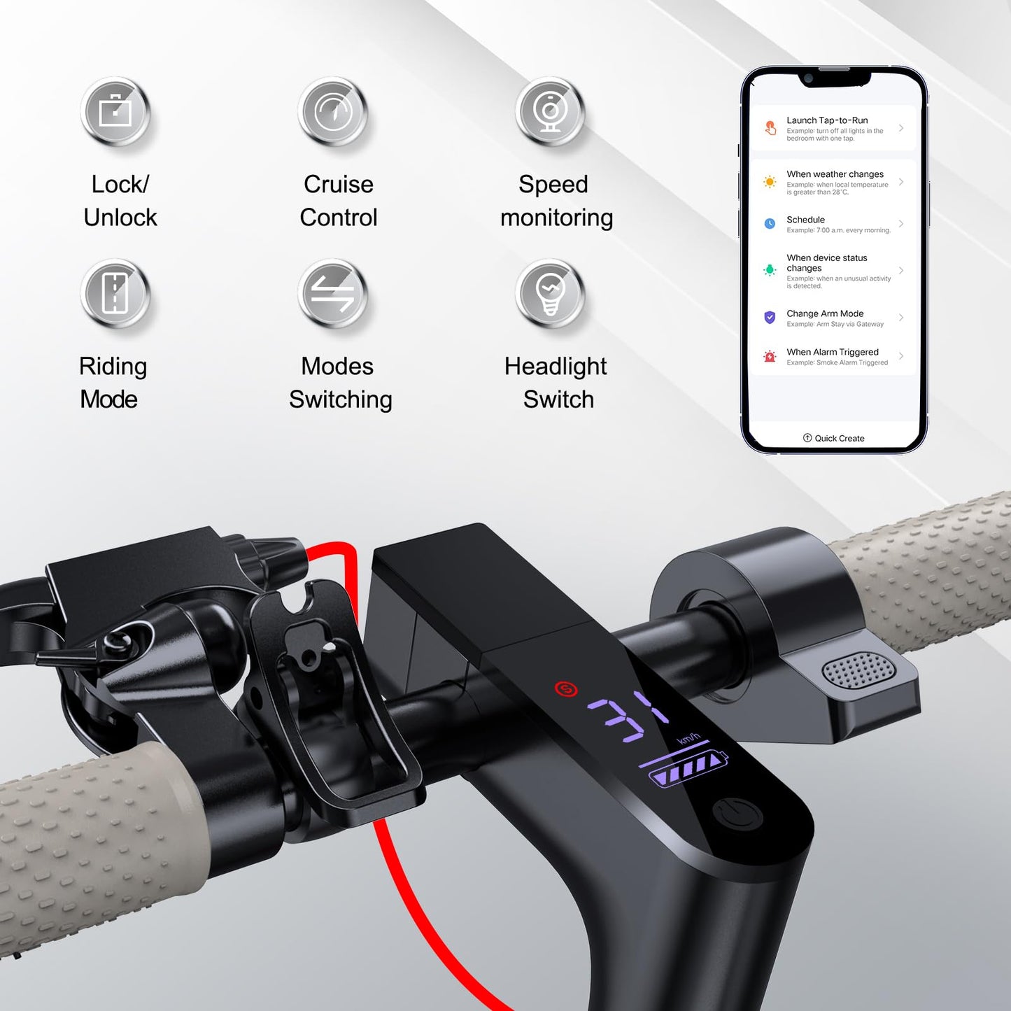 Roinside Scooter for Adults- 8.5" Solid Tires/350W Motor, 19 MPH Digital Display, Up to 21 Miles Long-Range Commuting Folding E-Scooter for Adults with Dual Braking System, App Control