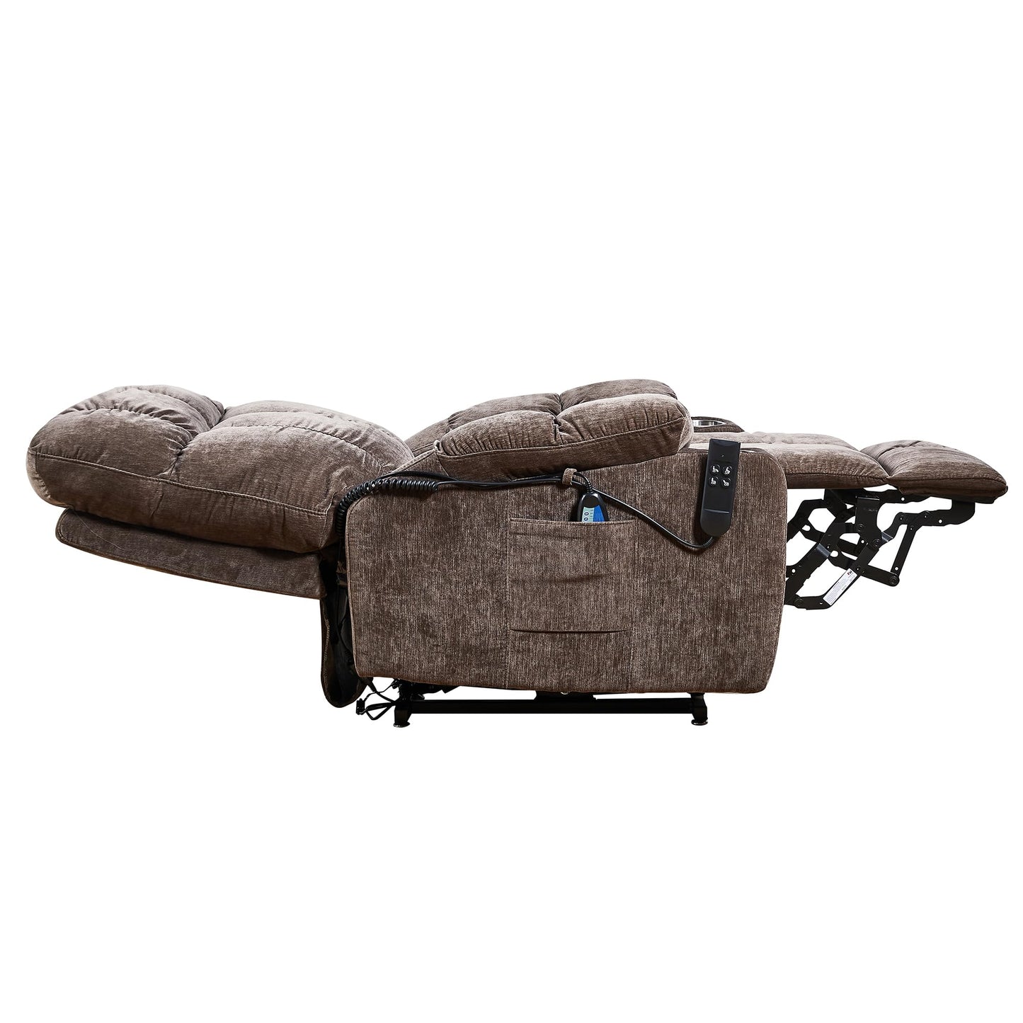 ERYE Oversized Electric Power Lift Recliner Chair for Elderly W/Massage & Heat, 2 Remote Controllers Infinite Positions Chenille Tufted Upholstered Recliner Armchair W/Cupholders