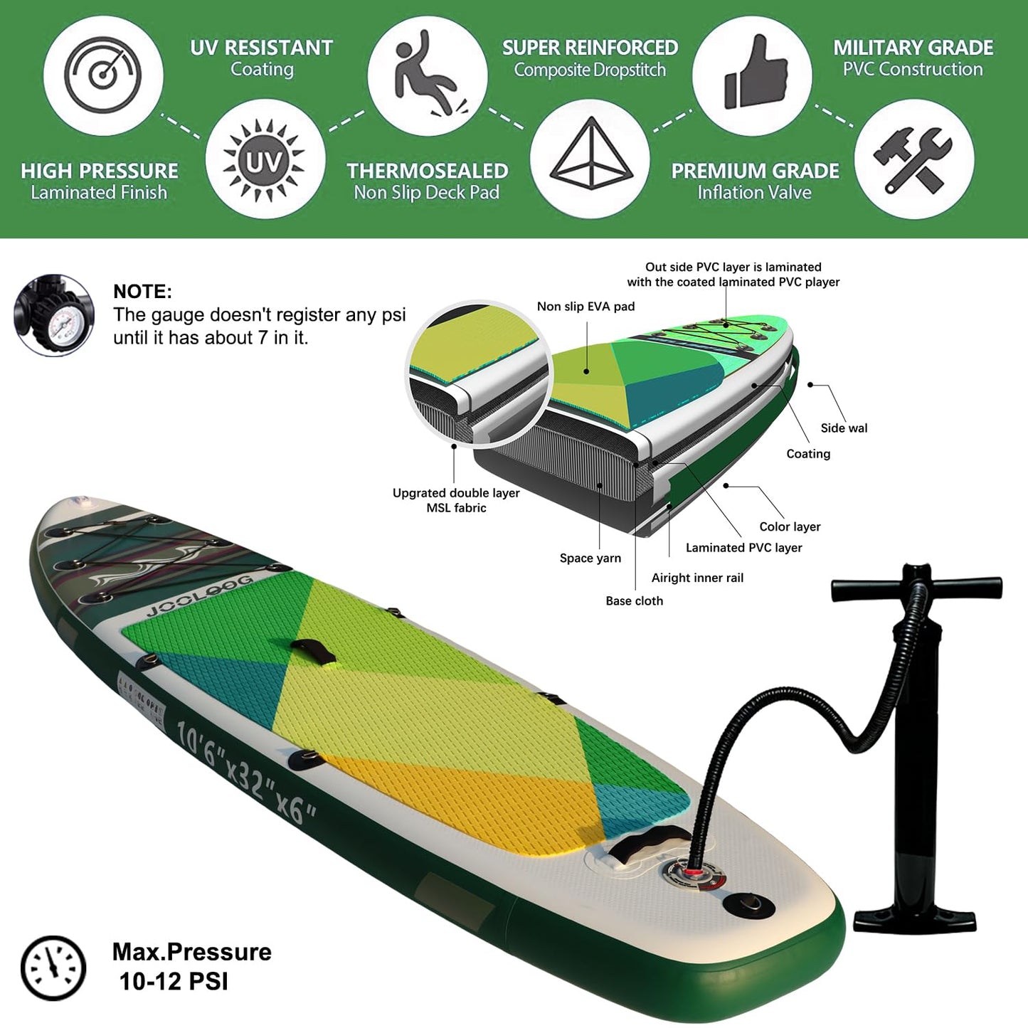Inflatable Stand Up Paddle Board with Seat, 10'6" SUP 440LBS, Recreational Paddleboard for Adults Beginners, Blow Up Paddle Board with Fishing Design, Camera Mount, Cooler Bag & Full Accessories