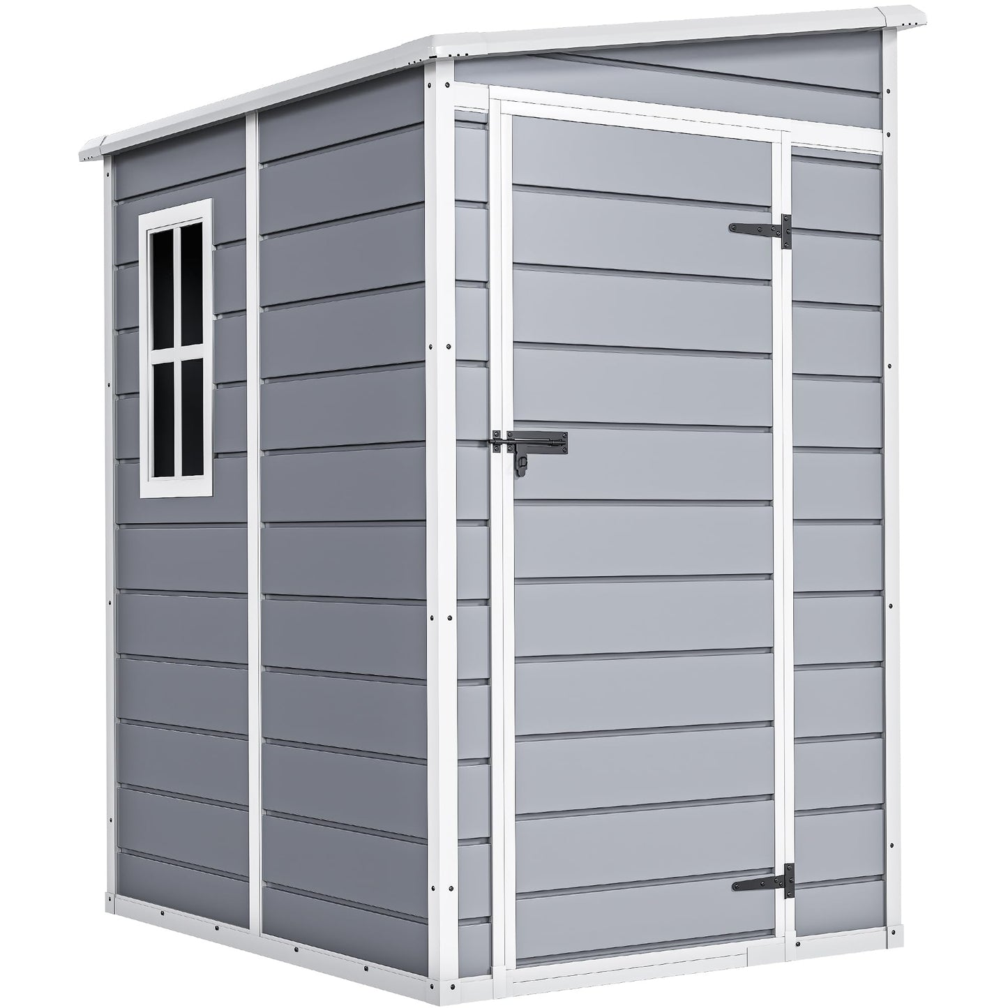 DWVO 5x4 FT Outdoor Storage Shed with Reinforced Floor, All-Weather Resin Storage Shed with Lockable Door & Window, Waterproof Plastic Tool Storage for Garden, Backyard, Patio, Lawn
