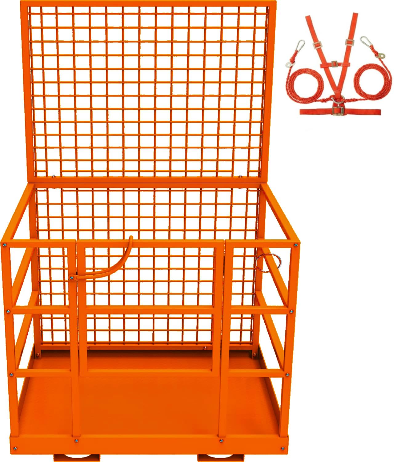 43"x45" Forklift Platform Safety Cage,Work Platform for Loader,Man Basket for Forklift,1800lbs Capacity with Safety Harness & Lock,2-Man Collapsible Lift Basket for Lifting Loader