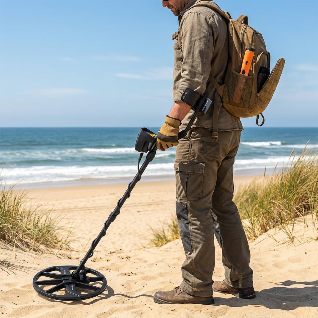 12 Pack Professional Metal Detector Kit for Adults, Gold Detector Kit with 2 x 12.8 IP68 Coil, New 5 Modes Upgraded DSP Chip and LCD Display High Accuracy Gold and Silver Detection