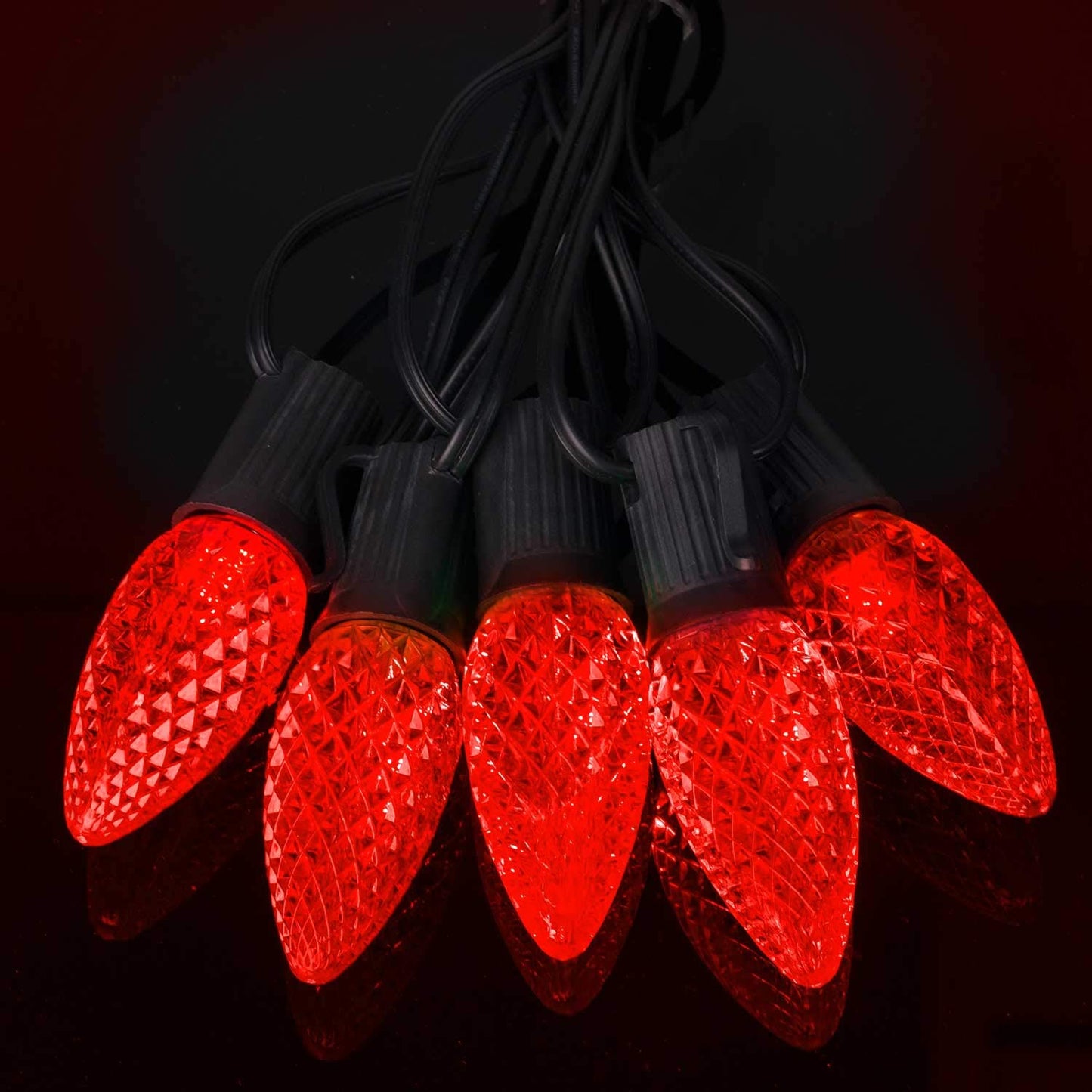 Minetom C9 LED Christmas Light Bulbs, 50 Pack, Dimmable, E17 Base, Red, Indoor & Outdoor Holiday Decoration