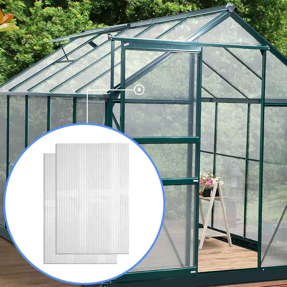 DGSL 14 Pcs Polycarbonate Greenhouse Panels, 6' x 2' x 0.24'' Twin-Wall Panels, Polycarbonate Sheet for All Weather Outdoor Garden and Greenhouse Covering