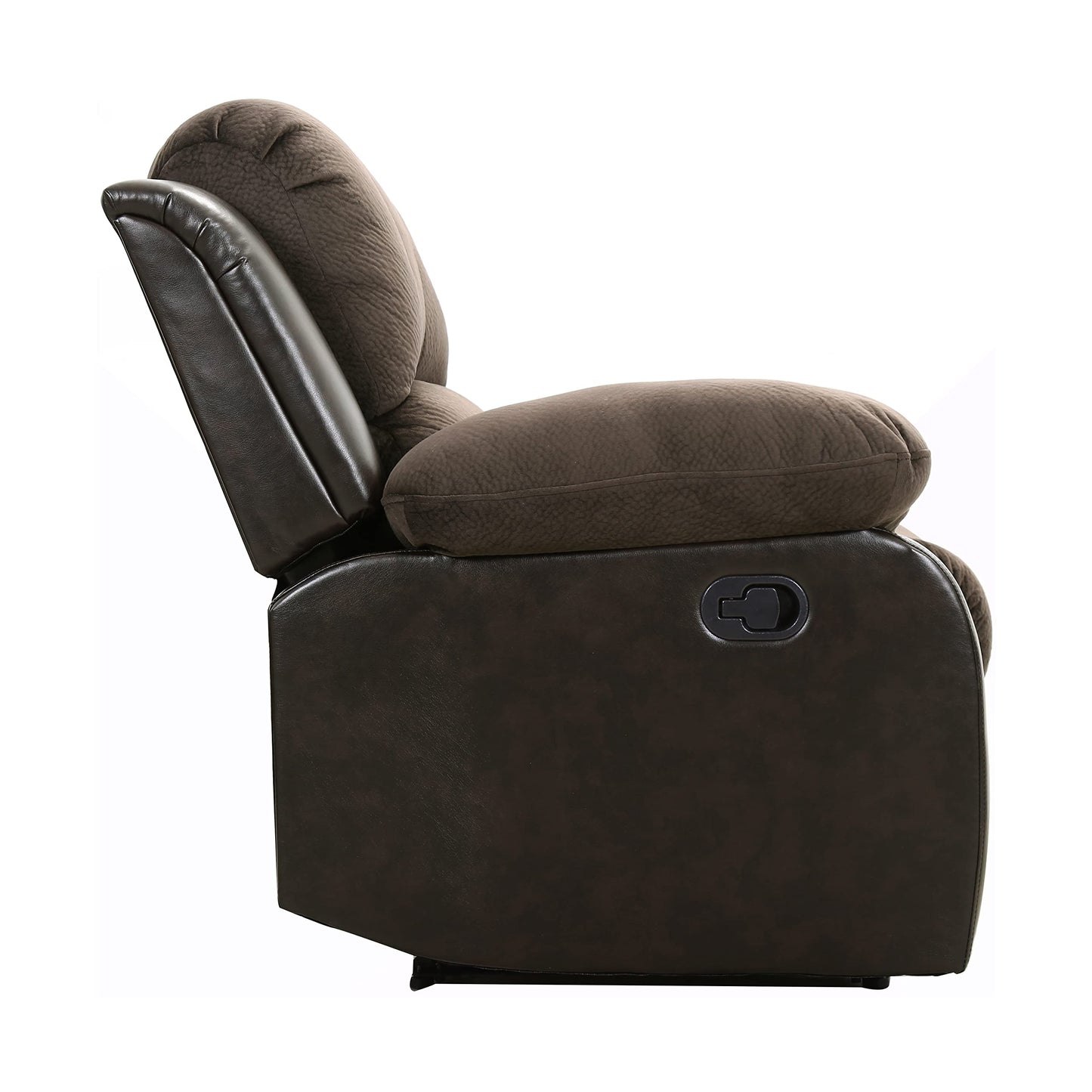 Homelegance Manual Double Reclining Sofa, Textured Microfiber Match Faux Leather Wall Hugger Recliner Sofa, High Density Foam Over Pocket Coils, for Living Room/Apartment, Brown