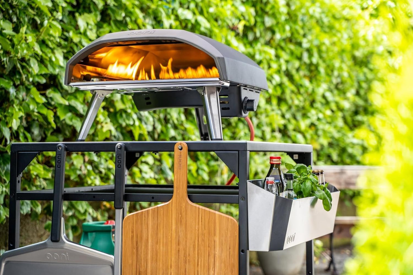 ooni Large Modular Outdoor Table - 31x31x35 Inch Stainless Steel Pizza Oven Stand, Barbecue Cart, Outdoor Pizza Station
