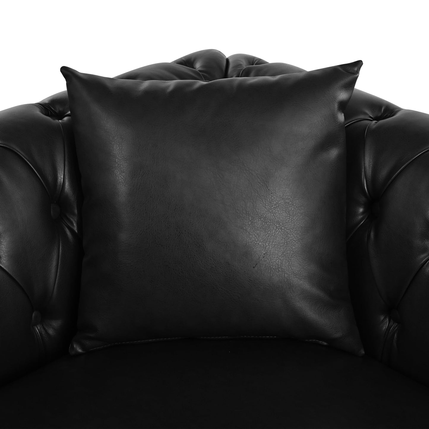KEIKI 99" L-Shaped Luxury PU Leather Chesterfield Sectional Sofa with Rolled Arms and Nailhead, Mid-Century Style Oversized 5-Seater Button Tufted Couch, Easy Assembly, for Living Room, Black