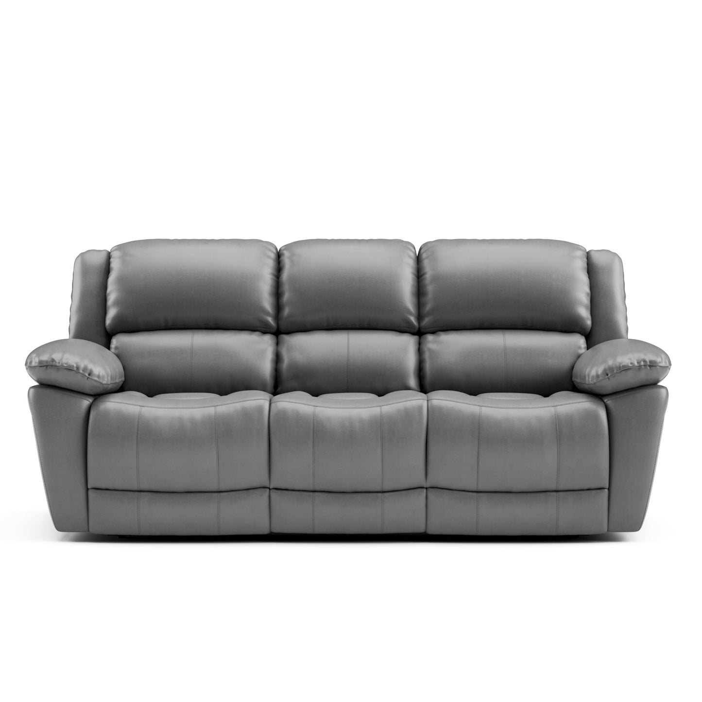 Furniture of America Sorin Modern Leather Recliner Sofa with Pillow Armrests and High Density Foam, Reclining Sectional Couch for Living Room, Office, Home Theater, FSC Certified, Dark Gray