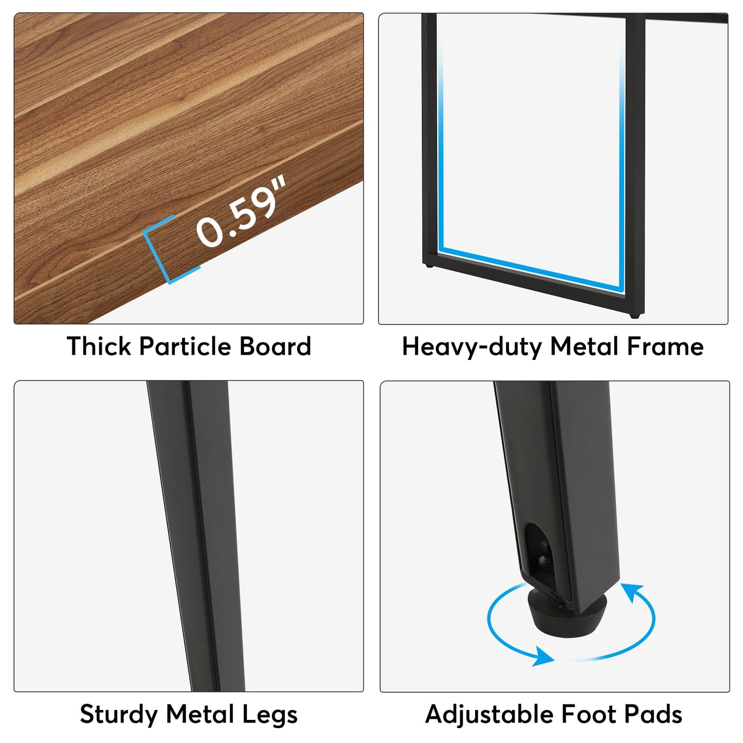 Tribesigns 8FT Conference Table, 94.48L x 47.24W x 29.52H Inches Boat Shaped Meeting Table with Rectangle Grommet, Modern Seminar Boardroom Table for Office Conference Room (8ft, Walnut & Black)