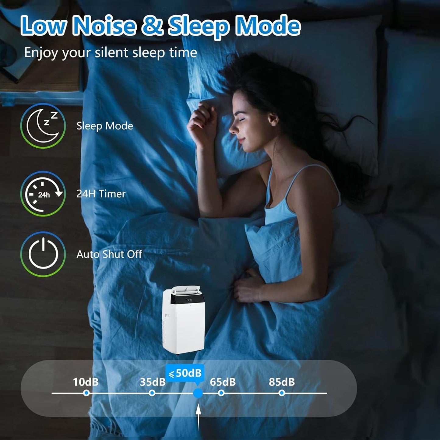 14,000 BTU Portable Air Conditioner With Dehumidifier & Fan, Cools Up to 750 Sq.Ft. Room Air Conditioner, Remote Control, Installation Kits, Auto Swing, Quiet Portable AC Units for Rooms, White Top