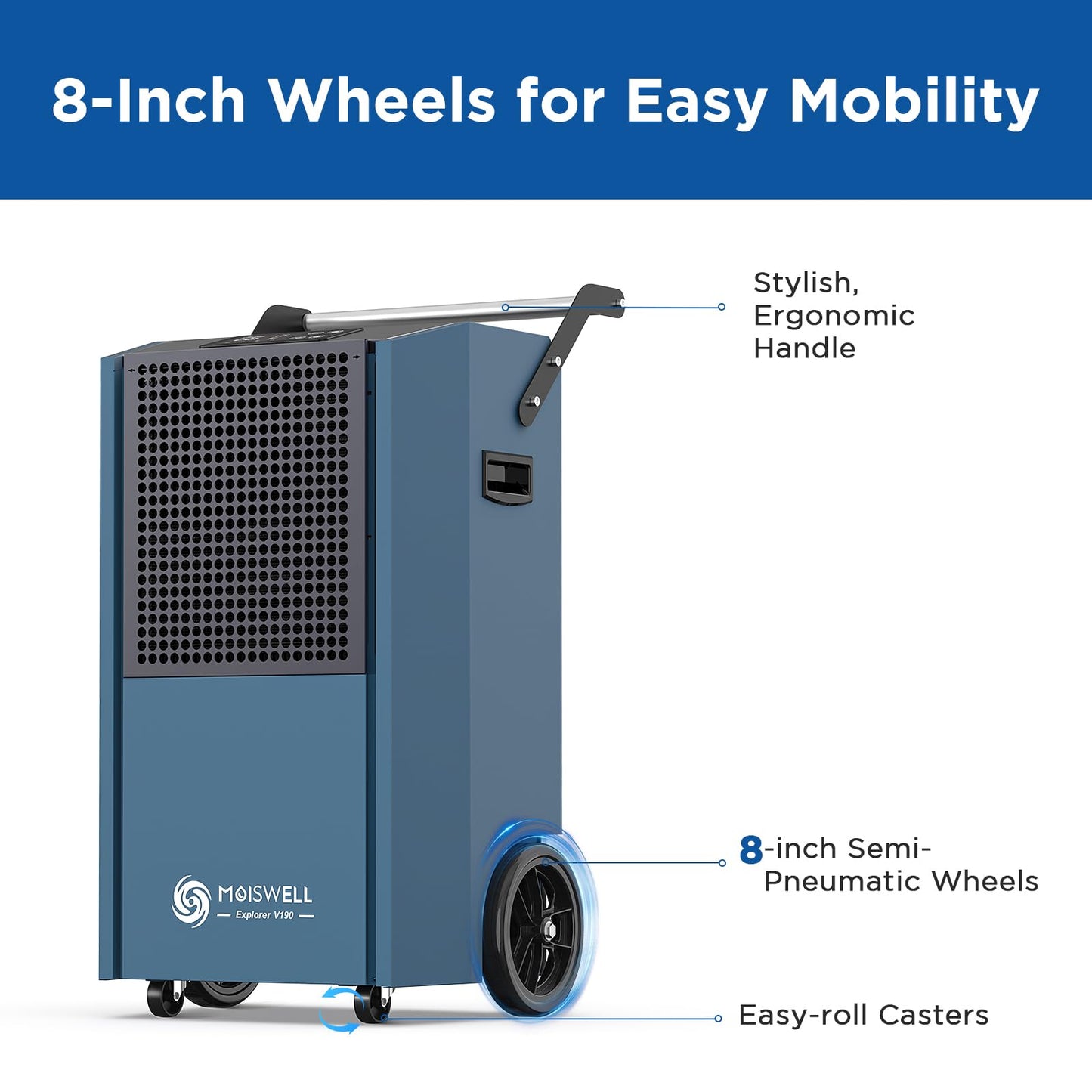 Moiswell 190 Pints Commercial Dehumidifier with Pump Portable Industrial Heavy Duty Moisture Removal Dehumidifiers for Basements with Auto Drain,Powerful Humidity Control for Large Spaces