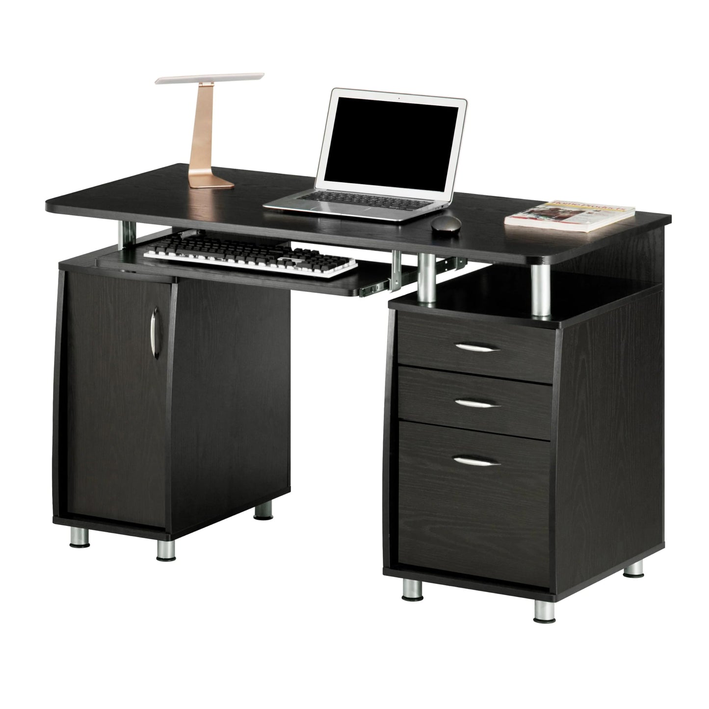 Techni Mobili 48''W Computer Desk with File Cabinet & Drawers, Espresso