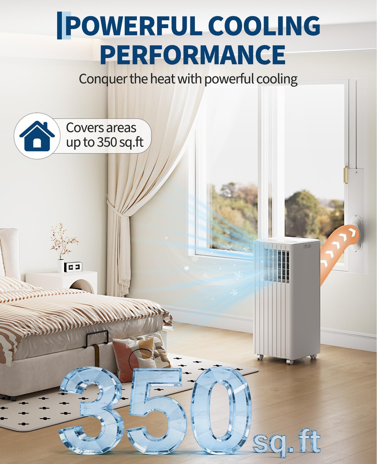 8000 BTU Portable Air Conditioners, Cools Up to 350 Sq. Ft, 4-in-1 Portable AC Unit for Rooms with Remote Control, Quiet Operation, 24H Timer, Window Installation Kit for Home Office