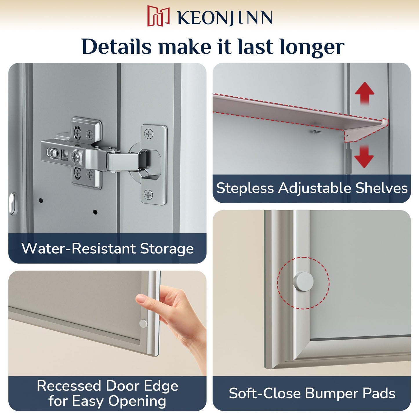 Keonjinn 30 x 26 Inch Bathroom Medicine Cabinet with Mirror, Assembly Required, Combined Double Doors Wall Cabinets, Flexiable Ample Storage, Recessed or Surface Mount, Soft Closing