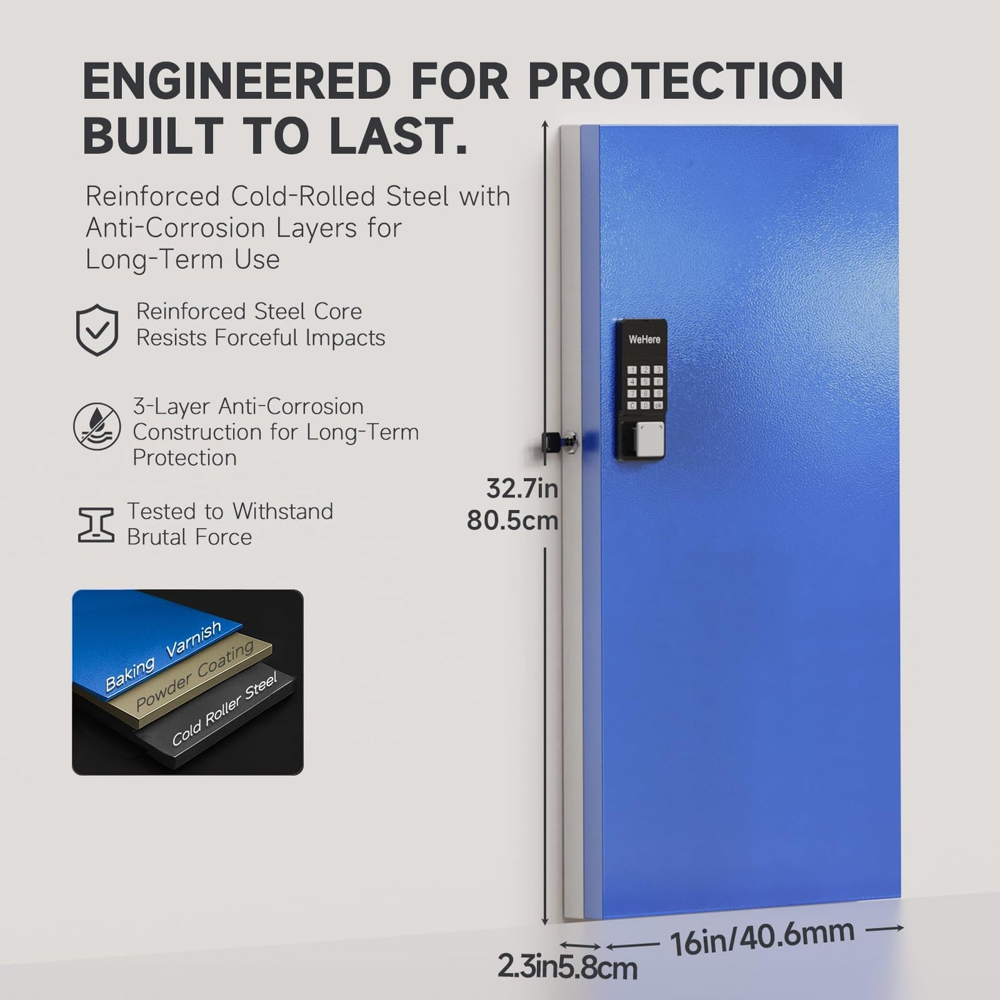 WeHere 120-Key Smart Key Lock Box, Wall-Mount Key Cabinet with Key Management App(Track Key Borrow/Return), Keypad, Bluetooth & WiFi Unlock (Sold Separately) for Commercial, School, Rental, Office