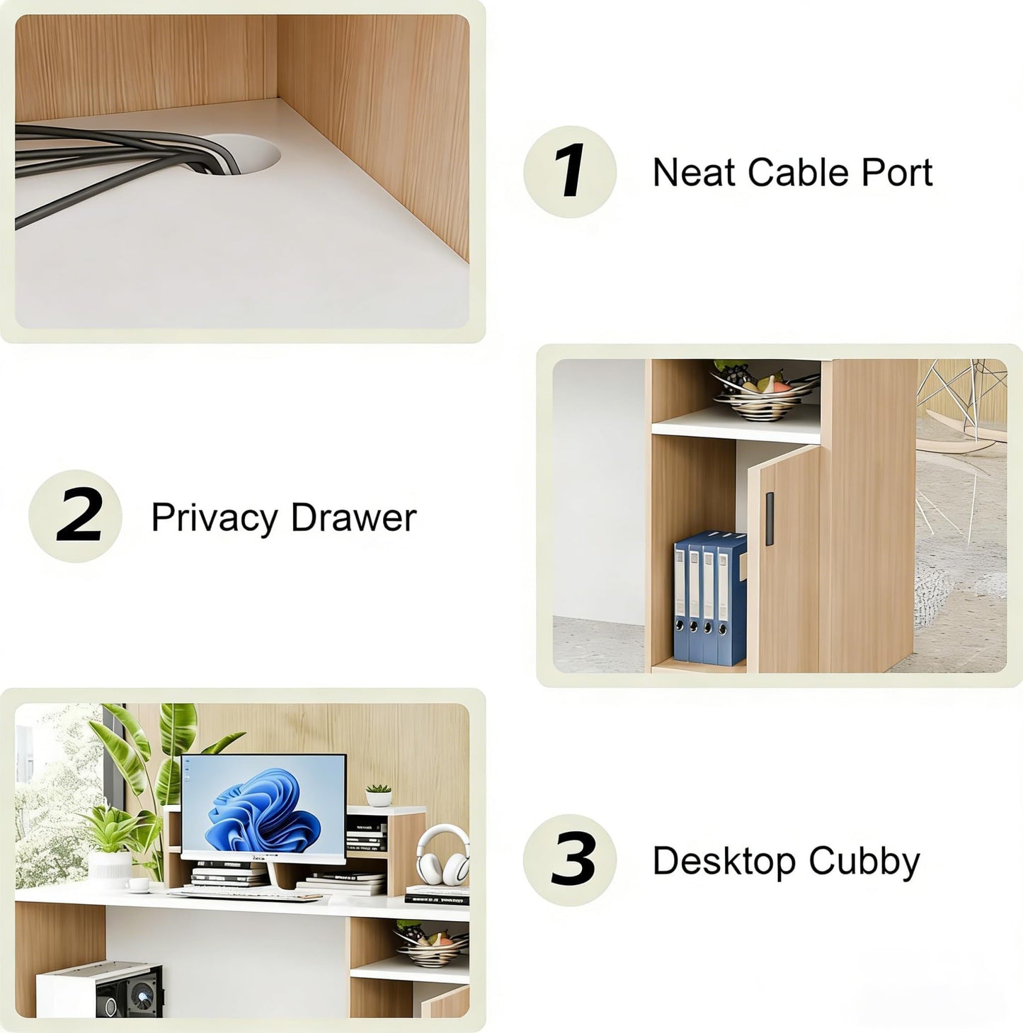 JFazzruit Reception Desk with Counter,63" Front Reception Counter with Cable Grommet and Storage Cabinet, Wooden Receptionist Desk with Drawers for Office, Salon, Retail & Lobby Checkout(White)