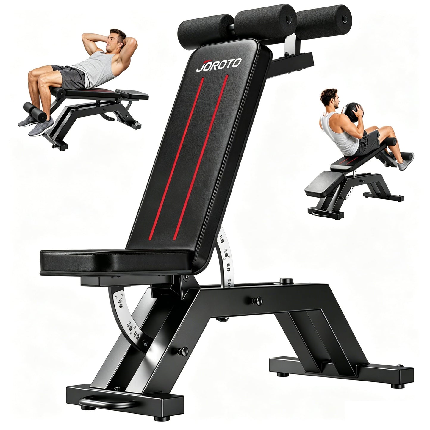 JOROTO Weight Bench, 1800LBS Capacity Workout Bench, 18” Bench Press Height, 8+5 Adjustable Weight Bench with Flat/Incline/Decline Angle, Sit Up Bench for Home Gym Strength Training