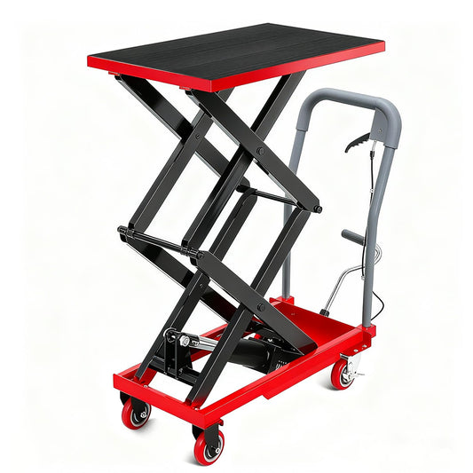 330LBS Hydraulic Lift Table Cart, 50" Lifting Height Hydraulic Material Lift Pallet Truck with 4 Locking Wheels for Material Handling and Transportation
