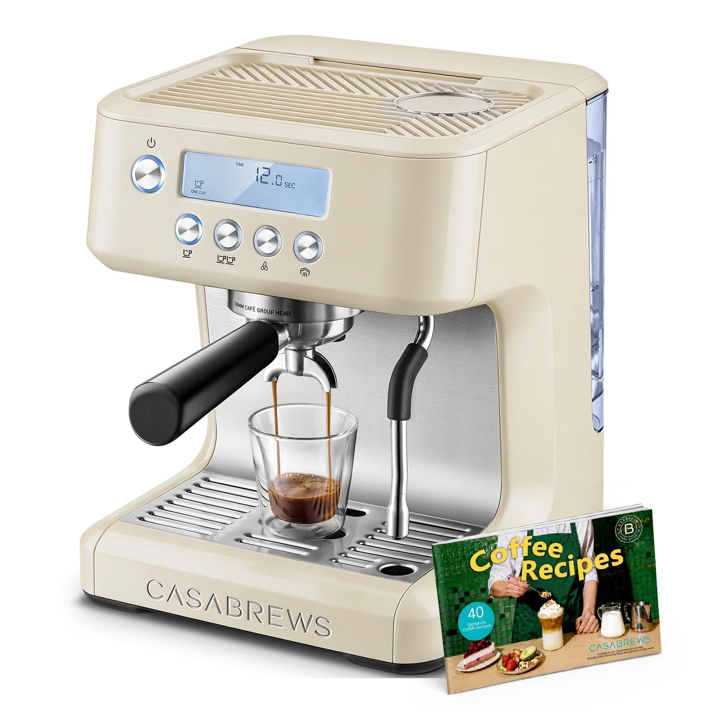 CASABREWS Ultra Espresso Machine with LCD Display, 20 Bar Espresso Maker with Powerful Milk Frother, Customizable Brewing Temperature, Barista-Level Latte and Cappuccino Machine for Home, Creamy