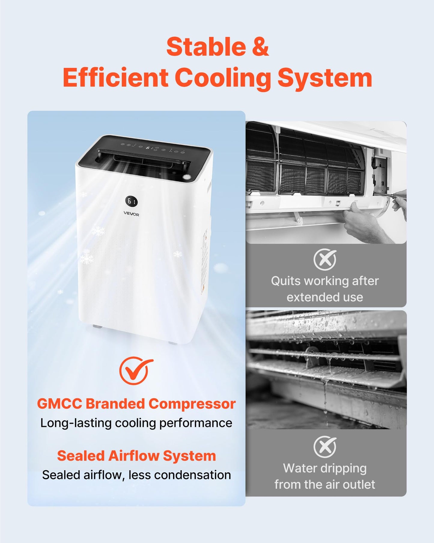 VEVOR Portable Air Conditioner, 12000 BTU ASHRAE (8150 BTU SACC) 4-in-1 Standing Cooling Ac Unit, LED Touch Panel & Remote Control, 24h Timer, Cooling, Dehumidifier, Fan, Sleep Mode for Room Indoor