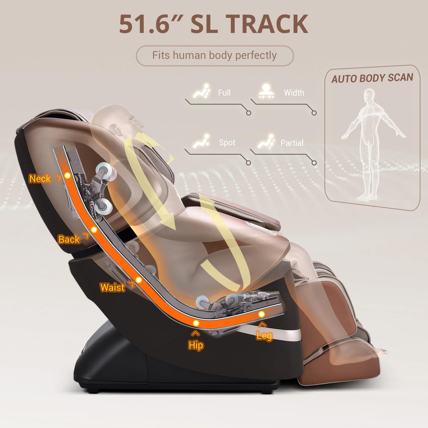 MYNTA 4D Massage Chair for Full Body, 4D+2D Dual Mechanism with Waist & Shawl Heating, Zero Gravity Recliner Foot & Calf Massage, Extended SL-Track, Music Sync with Hi-Fi Bluetooth Speaker