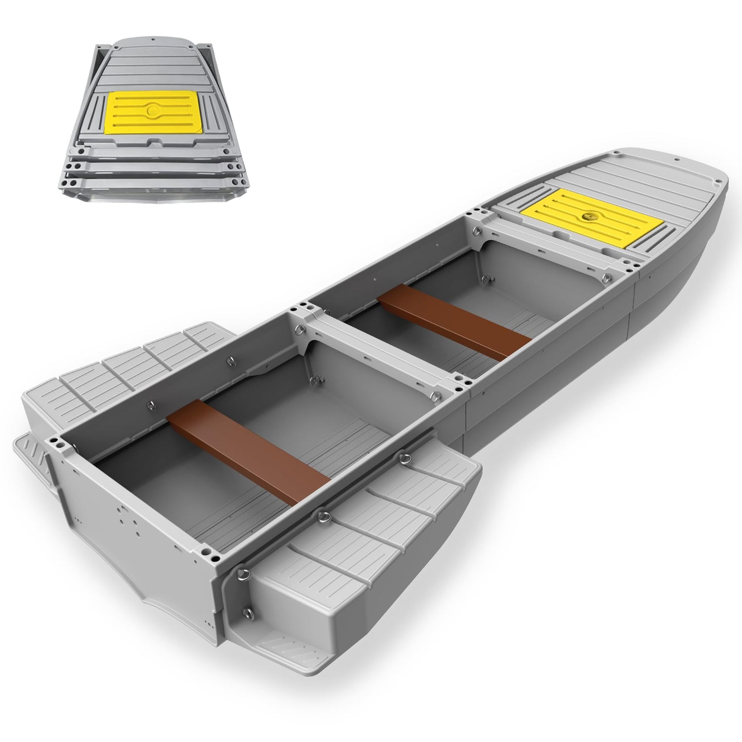 Artigree Fishing Boat, Folding Pontoon Boat, Fits in SUV Trunk - Portable Modular Kayak, Seats 4-6, Motor-Ready, Sturdier Than Inflatable Boats - Ideal for Lure Fishing, Rowing, Travel (Pro, Gray)