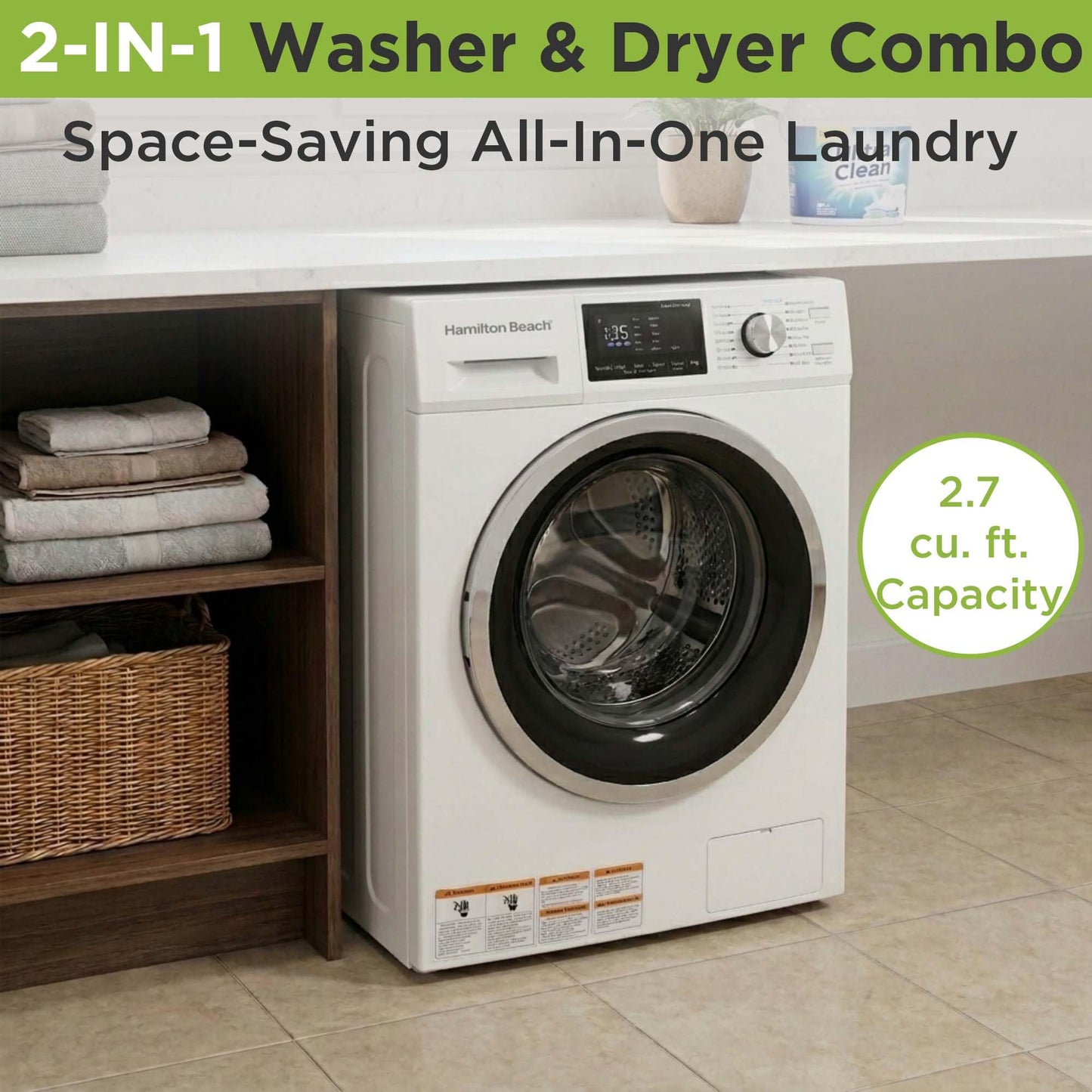 HAMILTON BEACH Washer and Dryer Combo 2.7 cu ft - White