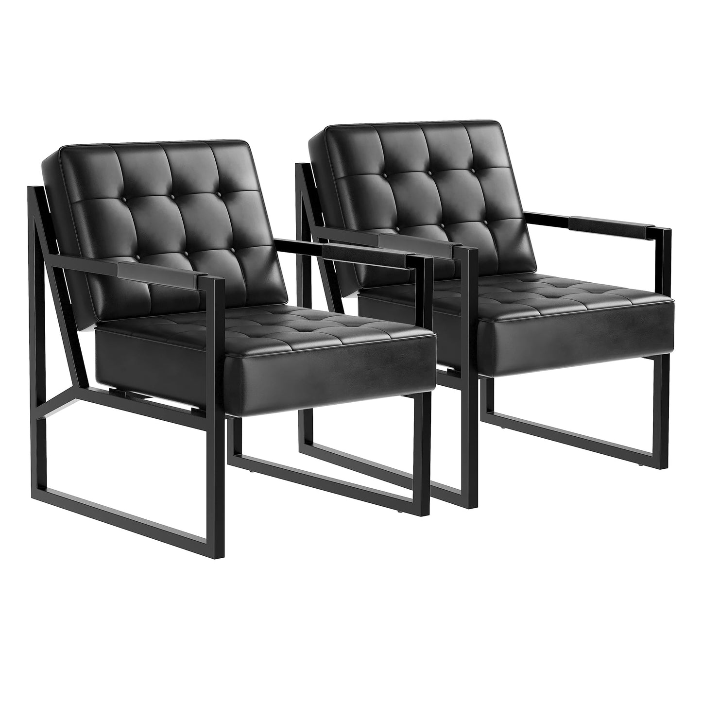 Garvee Accent Chair Set of 2, PU Leather Armchair with Metal Legs, Mid Century, Comfortable and Stylish for Living Room, Bedroom, Reception and Office, Durable Upholstery, Sleek Design
