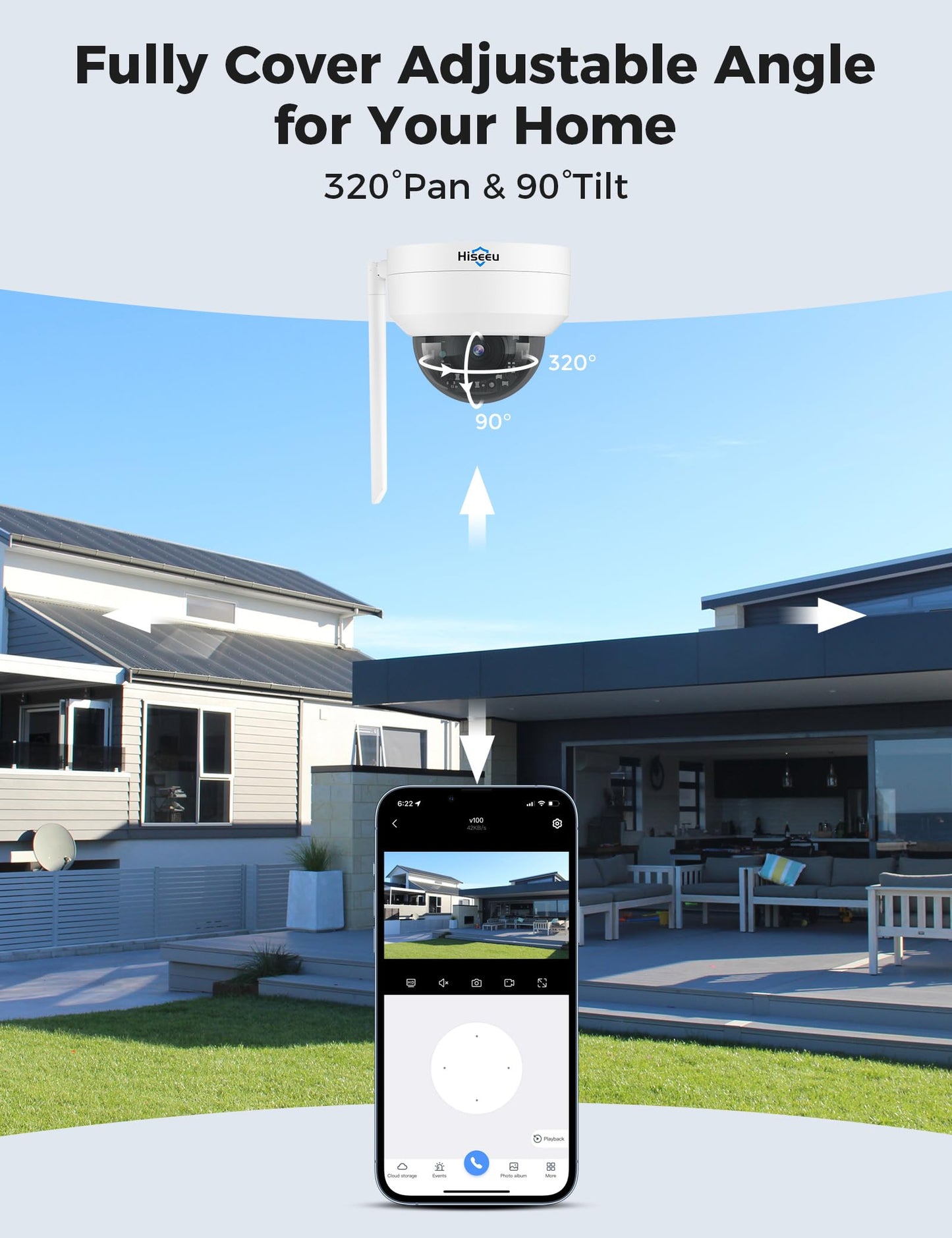 Hiseeu Wireless Security Camera System, 3TB Storage 16CH NVR with 14" LCD Monitor, 4PCS 5MP PTZ Dome Cameras, Auto Tracking, Explosion-Proof Outdoor WiFi Surveillance System