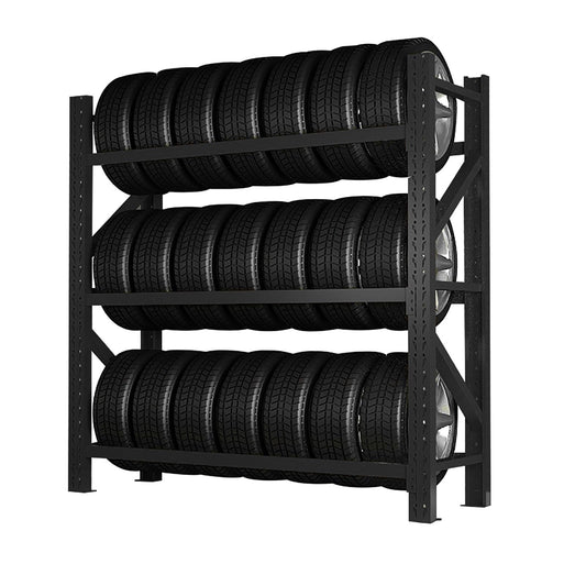 AOCDNEK Heavy Duty Tire Storage Rack, Steel, 1100lb,Load Capacity, Height Adjustable,for Auto Repair Shops Garages(Black,78.7x23.6x78.7in)