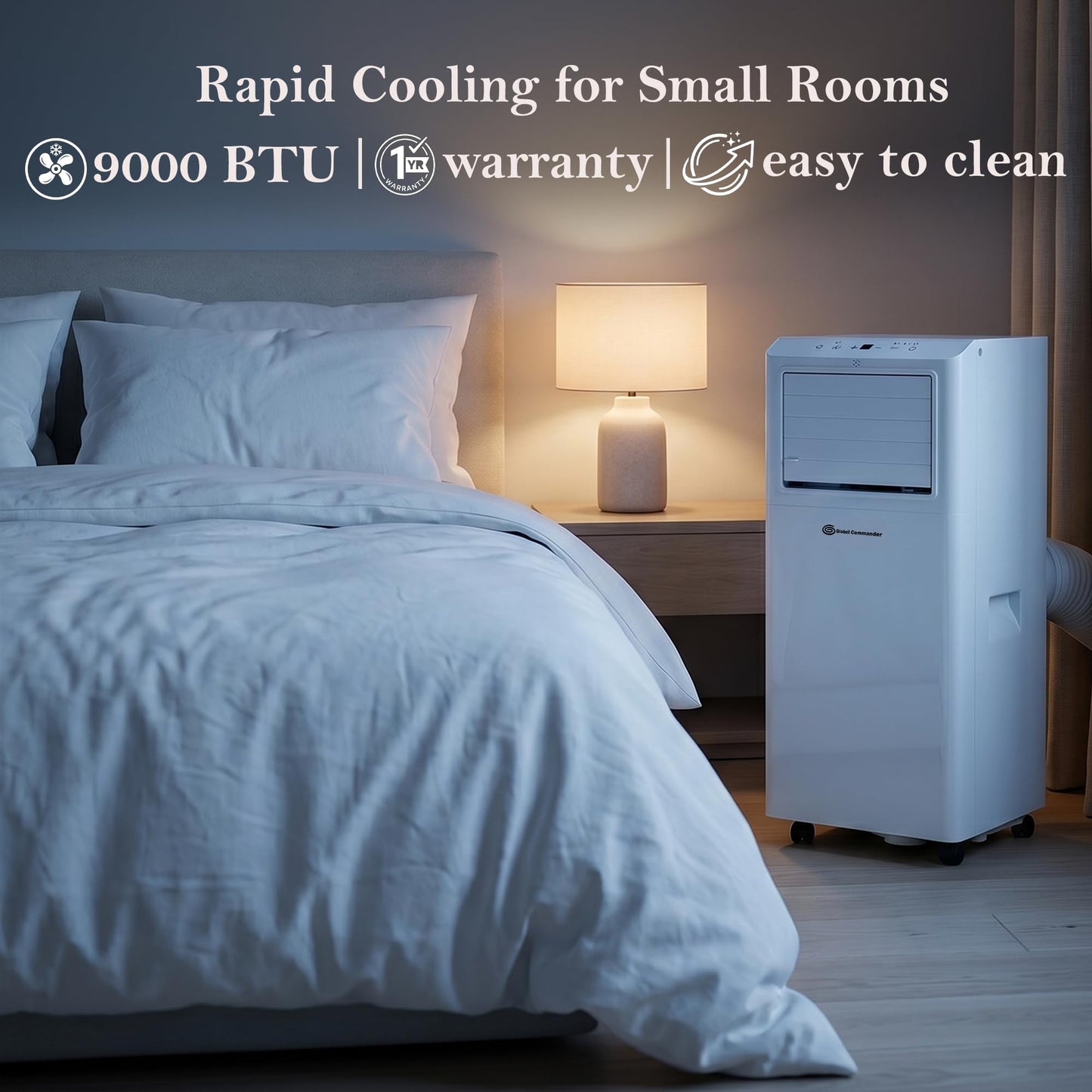 Global Commander Portable Air Conditioner Unit, 9000 BTU, (6K SACC), White (PAG-S06KCO630C)