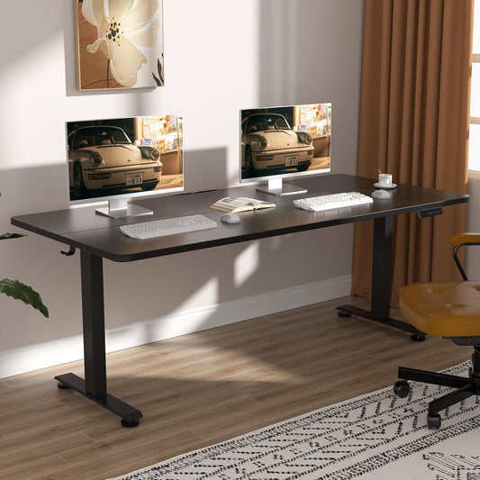 Veken 63x23.6 Inch Large Electric Standing Desk, Heights Adjustable,Sit to Stand Up, Work Home Office Computer Table for Walking Pad, Wooden Desktop Desks, Black