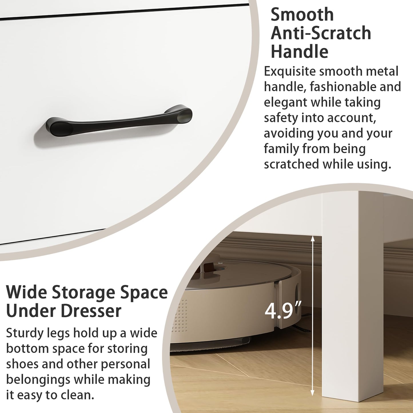 Tradare White Dresser for Bedroom with 7 Drawer,Wooden Double Dresser with Metal Handles, Wide Chest of Organizer Storage Drawers for Living Room, Hallway, Entryway