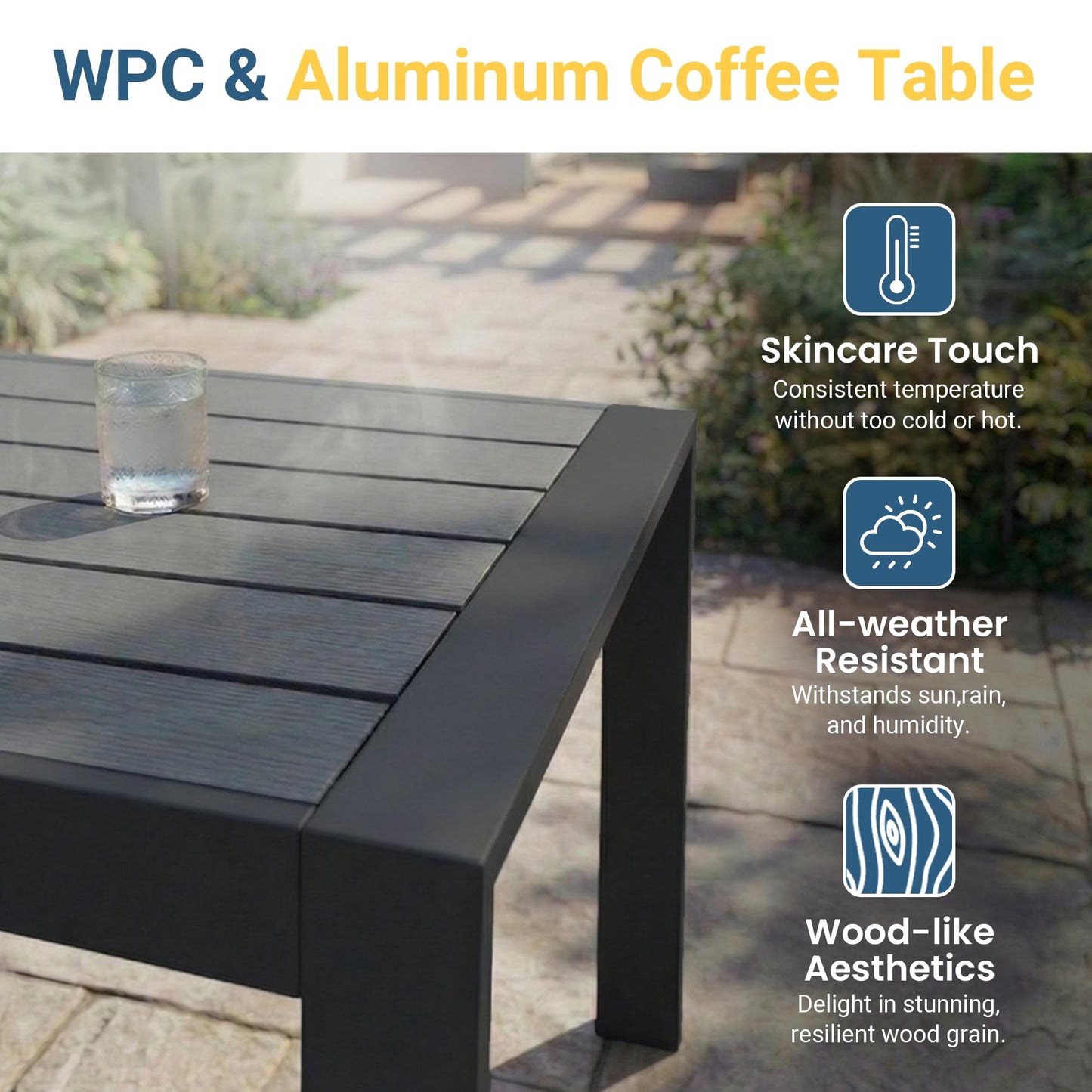 Wisteria Lane Aluminum Patio Furniture Set for All Weather, Oversized Metal Outdoor Furniture Set with 27.5" Deep Seat and 10" Back Cushion, Patio Conversation Sets with Wide armrest, Light Gray