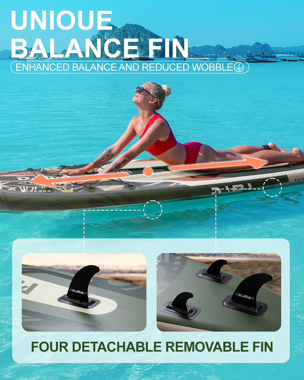 DAMA Paddle Board, 11' x 34" x 6", 400 lb Weight Capacity, All-Around Paddle Board for Multi-Person Use, Pet-Friendly Design, Wide Stable Structure for Beginners, Smooth Gliding for Yoga and Fishing