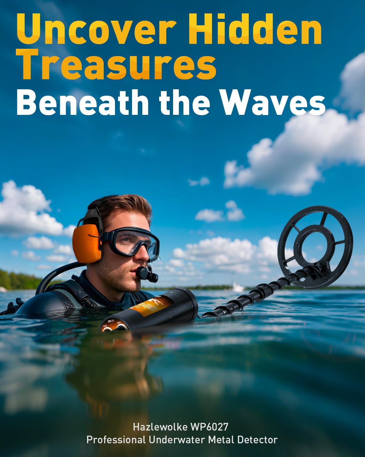 Hazlewolke Underwater Metal Detector, 130ft Waterproof Metal Detector with Pinpoint Mode, 10” Depth Metal Detectors for Adults Professional, Detector De Metales Oro Y Plata