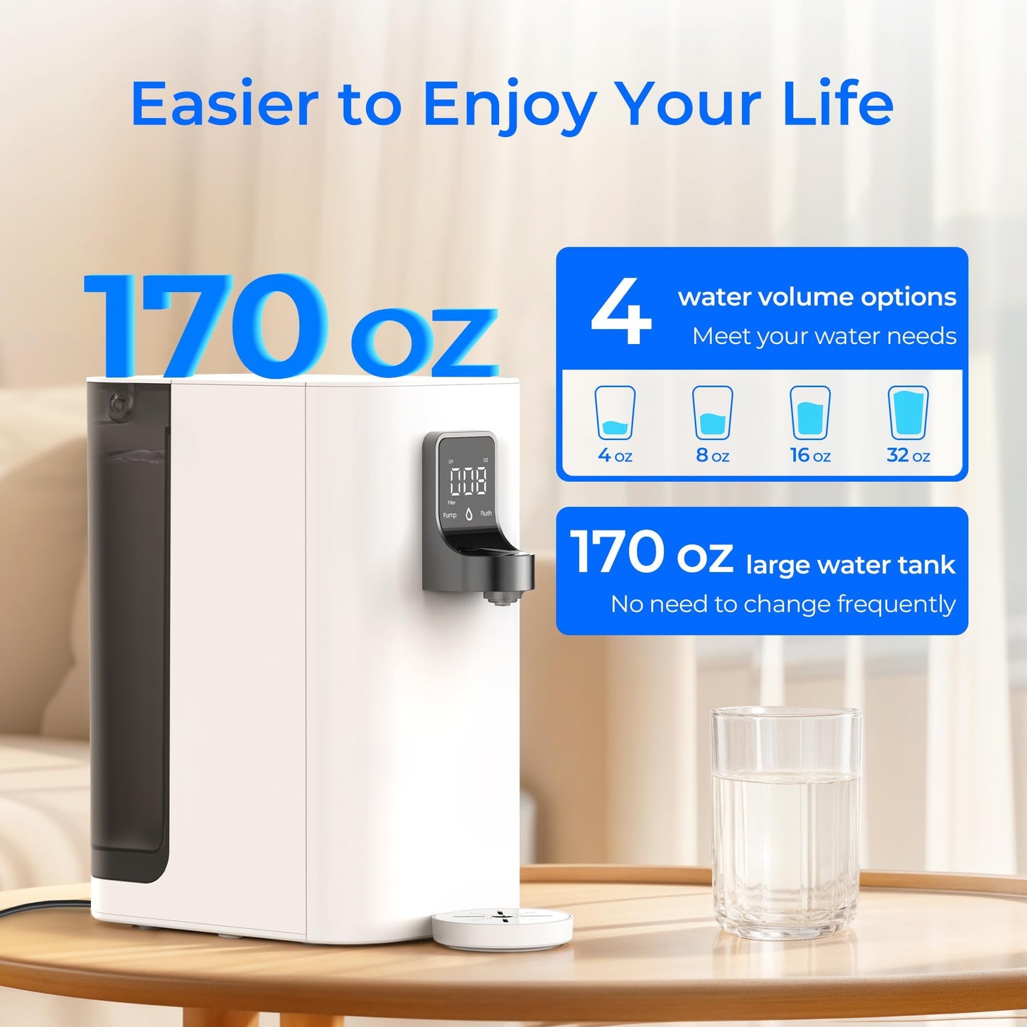 Waterdrop K19-SFK Reverse Osmosis Water Filter Countertop, Minerals, Countertop Reverse Osmosis System, 3:1 Pure to Drain, Reduce PFAS, No Installation Required, BPA Free