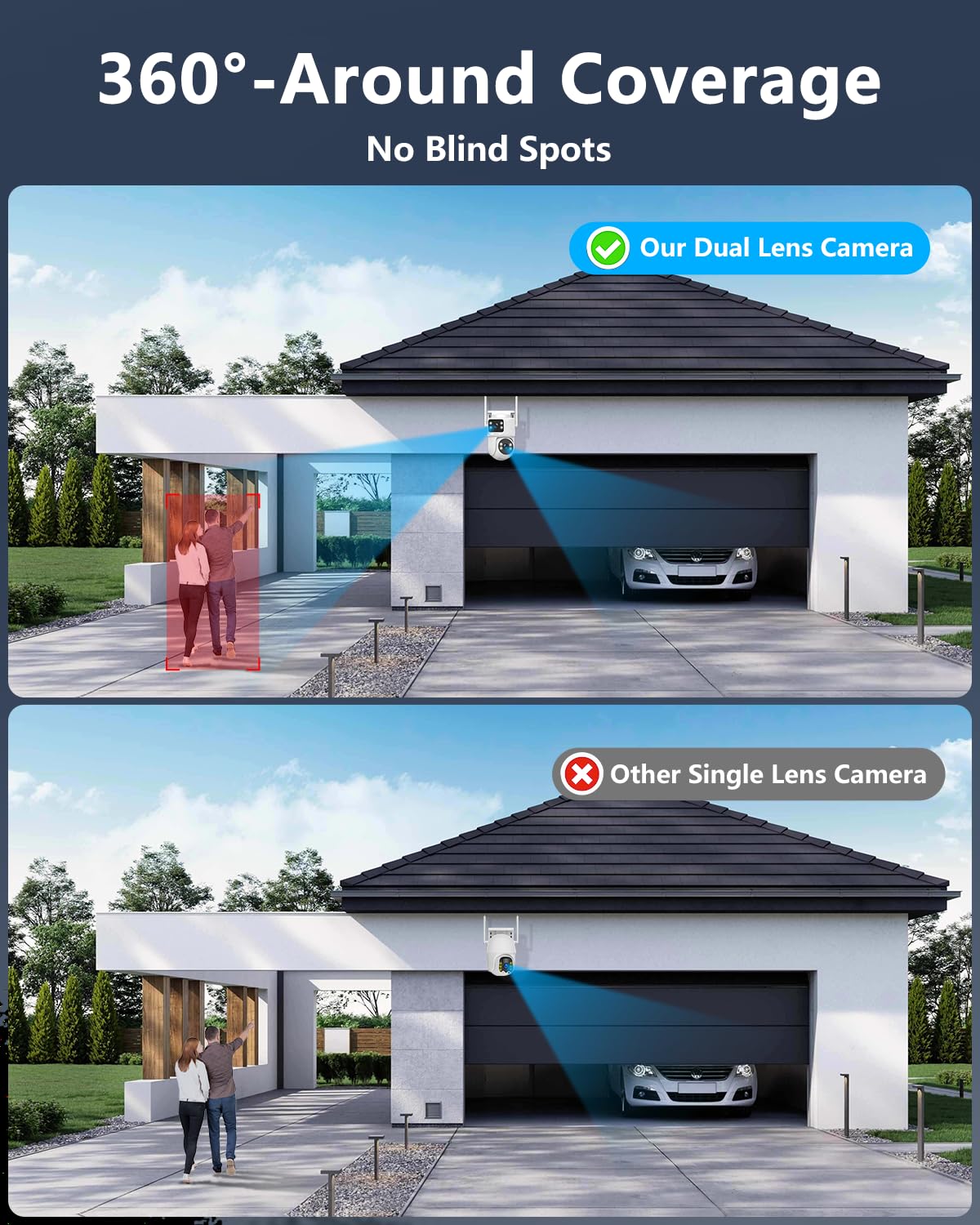 OOSSXX (2026 New) 4MP Dual Lens Wireless Security Camera System, 16CH WiFi NVR with 4 Cameras, 4 Antennas 55% Longer Range, Fixed + PTZ View, 500GB HDD, Free App No Monthly Fee