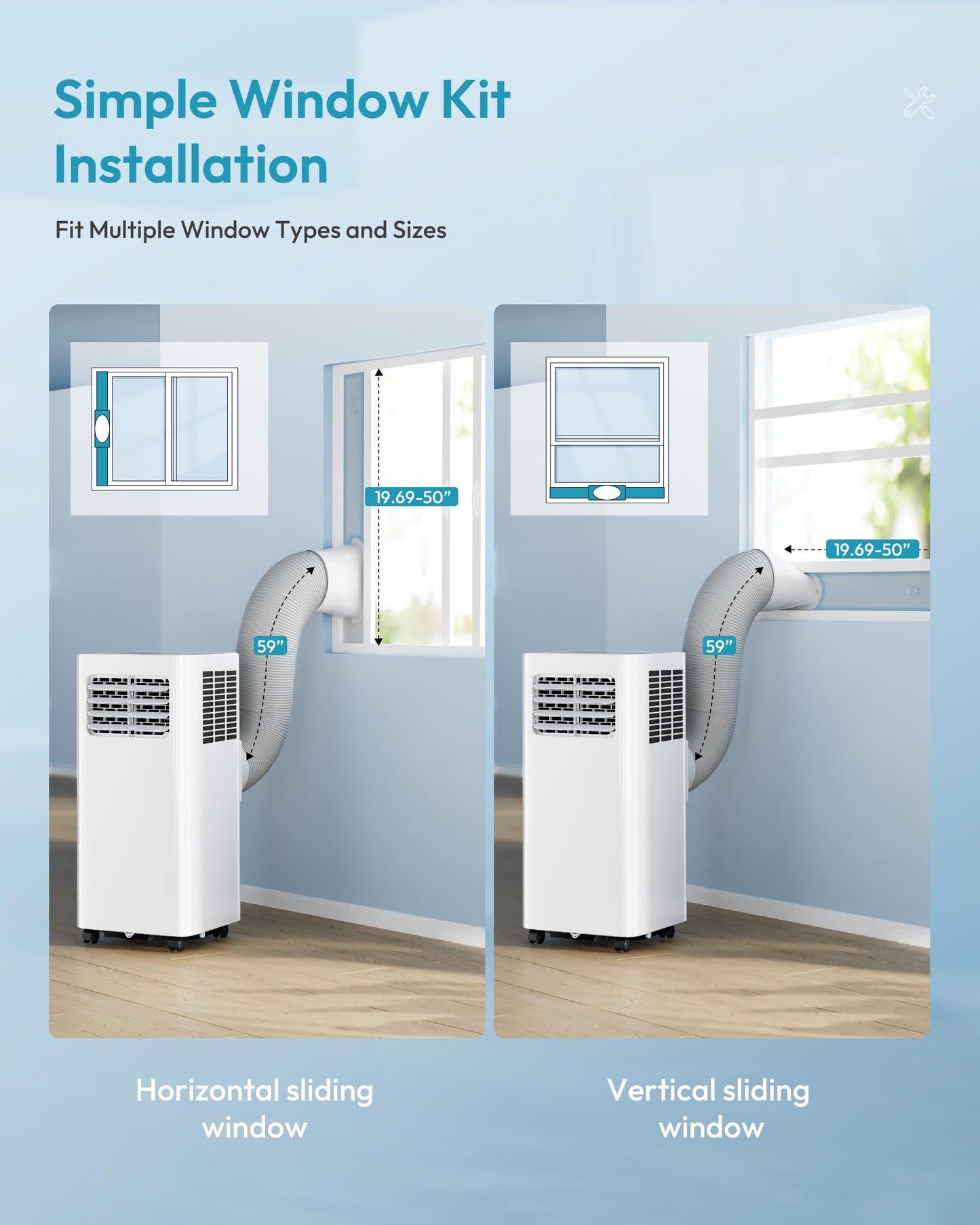 EUHOMY Portable Air Conditioners 10,000 BTU, 4-in-1 Air Conditioner Portable Up to 450 Sq.Ft. with Cool, Fan, Dehumidifier, Sleep, Portable AC Unit with LED Remote & 24H Timer, Installation Kits