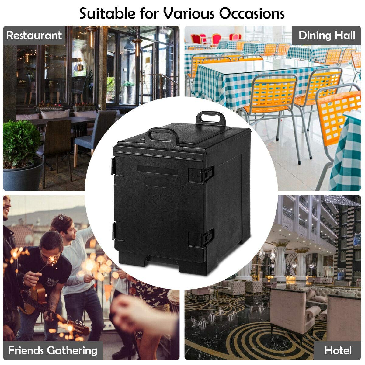 COSTWAY Catering Food Warmers, Hot Boxes Catering for 5 Full-Size Pan, 81 Quart Capacity, Stackable Design, Handles, Portable Insulated Food Carrier for Family Gathering, Canteen, Restaurant