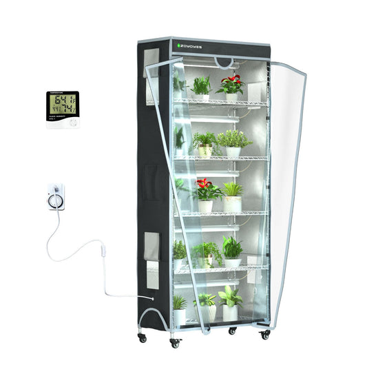 ZOYOYES Indoor Greenhouse 6-Tier Plant Rack with Cover & 5 T8 Grow Lights