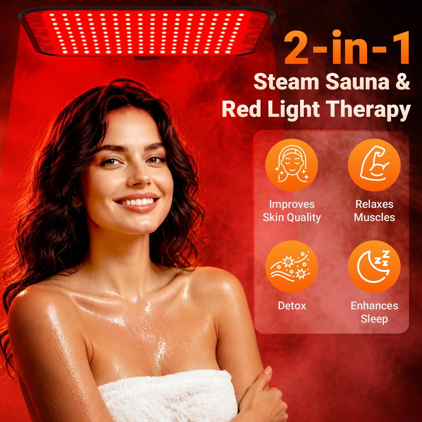 I-THERA-U 2 Person Sauna Portable Infrared Sauna Box, Upgraded Home Sauna Tent with 160 LEDs Dual 660nm & 850nm Red Light, 2 Steamers, 5-Layer Waterproof, 99-Min Timer & Remote for Relaxation